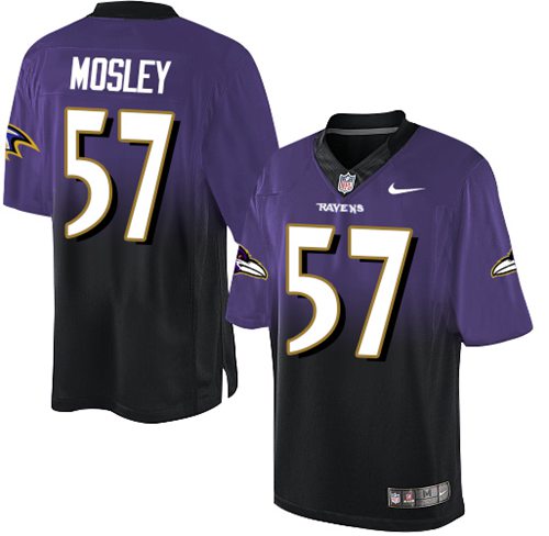 Nike Ravens #57 C.J. Mosley Purple/Black Men's Stitched NFL Elite Fadeaway Fashion Jersey - Click Image to Close